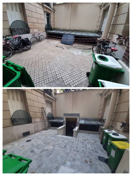 Réhabilitation de la cour intérieure et création d'un local vélo pour une copropriété à Paris 17ème près de Neuilly sur Seine