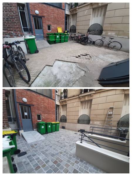 Réhabilitation de la cour intérieure et création d'un local vélo pour une copropriété à Paris 17ème près de Neuilly sur Seine